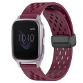 For Garmin Venu SQ 20mm Folding Magnetic Clasp Silicone Watch Band(Wine Red)
