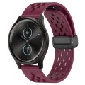 For Garmin VivoMove Style 20mm Folding Magnetic Clasp Silicone Watch Band(Wine Red)