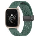 For Garmin Forerunner Sq2 Music 20mm Folding Magnetic Clasp Silicone Watch Band(Dark Green)