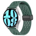 For Samsung Galaxy Watch 6 40mm 20mm Folding Magnetic Clasp Silicone Watch Band(Dark Green)