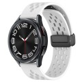 For Samsung Galaxy Watch 6 Classic 47mm 20mm Folding Magnetic Clasp Silicone Watch Band(White)