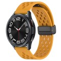 For Samsung Galaxy Watch 6 Classic 47mm 20mm Folding Magnetic Clasp Silicone Watch Band(Yellow)
