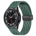 For Samsung Galaxy Watch 6 Classic 47mm 20mm Folding Magnetic Clasp Silicone Watch Band(Dark Green)