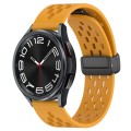 For Samsung Galaxy Watch 6 Classic 43mm 20mm Folding Magnetic Clasp Silicone Watch Band(Yellow)