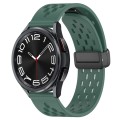 For Samsung Galaxy Watch 6 Classic 43mm 20mm Folding Magnetic Clasp Silicone Watch Band(Dark Green)