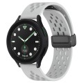 For Samsung Galaxy watch 5 Pro Golf Edition 20mm Folding Magnetic Clasp Silicone Watch Band(Light Gr
