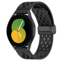 For Samsung Galaxy Watch 5  44mm 20mm Folding Magnetic Clasp Silicone Watch Band(Black)