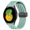 For Samsung Galaxy Watch 5  44mm 20mm Folding Magnetic Clasp Silicone Watch Band(Teal)