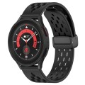 For Samsung Galaxy Watch 5 Pro  45mm 20mm Folding Magnetic Clasp Silicone Watch Band(Black)