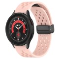 For Samsung Galaxy Watch 5 Pro  45mm 20mm Folding Magnetic Clasp Silicone Watch Band(Pink)