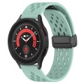 For Samsung Galaxy Watch 5 Pro  45mm 20mm Folding Magnetic Clasp Silicone Watch Band(Teal)
