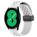 For Samsung Galaxy Watch 4 44mm 20mm Folding Magnetic Clasp Silicone Watch Band(White)