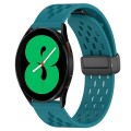 For Samsung Galaxy Watch 4 44mm 20mm Folding Magnetic Clasp Silicone Watch Band(Hidden Green)