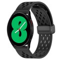 For Samsung Galaxy Watch 4 44mm 20mm Folding Magnetic Clasp Silicone Watch Band(Black)