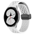 For Samsung Galaxy Watch 4 40mm 20mm Folding Magnetic Clasp Silicone Watch Band(White)