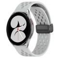 For Samsung Galaxy Watch 4 40mm 20mm Folding Magnetic Clasp Silicone Watch Band(Light Grey)