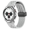 For Samsung  Galaxy Watch 4 Classic 42mm 20mm Folding Magnetic Clasp Silicone Watch Band(Light Grey)