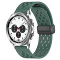 For Samsung  Galaxy Watch 4 Classic 42mm 20mm Folding Magnetic Clasp Silicone Watch Band(Dark Green)