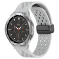 For Samsung  Galaxy Watch 4 Classic 46mm 20mm Folding Magnetic Clasp Silicone Watch Band(Light Grey