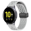 For Samsung Galaxy Watch Active 2 44mm 20mm Folding Magnetic Clasp Silicone Watch Band(Light Grey)