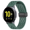 For Samsung Galaxy Watch Active 2 44mm 20mm Folding Magnetic Clasp Silicone Watch Band(Dark Green)