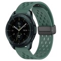 For Samsung Galaxy Watch 42mm 20mm Folding Magnetic Clasp Silicone Watch Band(Dark Green)