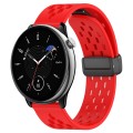 For Amazfit GTR Mini 20mm Folding Magnetic Clasp Silicone Watch Band(Red)