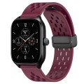 For Amazfit GTS 4 20mm Folding Magnetic Clasp Silicone Watch Band(Burgundy)