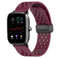 For Amazfit GTS 4 Mini 20mm Folding Magnetic Clasp Silicone Watch Band(Burgundy)
