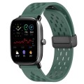 For Amazfit GTS 4 Mini 20mm Folding Magnetic Clasp Silicone Watch Band(Dark Green)