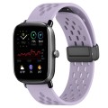 For Amazfit GTS 4 Mini 20mm Folding Magnetic Clasp Silicone Watch Band(Purple)