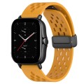 For Amazfit GTS 2E 20mm Folding Magnetic Clasp Silicone Watch Band(Yellow)