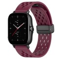 For Amazfit GTS 2E 20mm Folding Magnetic Clasp Silicone Watch Band(Burgundy)
