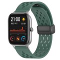 For Amazfit GTS 20mm Folding Magnetic Clasp Silicone Watch Band(Dark Green)