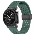 For Amazfit GTR 42mm 20mm Folding Magnetic Clasp Silicone Watch Band(Dark Green)