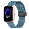 For Amazfit Pop Pro 20mm Folding Magnetic Clasp Silicone Watch Band(Blue)