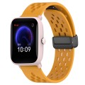 For Amazfit Pop Pro 20mm Folding Magnetic Clasp Silicone Watch Band(Yellow)