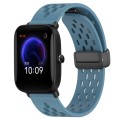 For Amazfit Pop 20mm Folding Magnetic Clasp Silicone Watch Band(Blue)