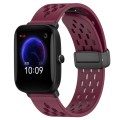 For Amazfit Pop 20mm Folding Magnetic Clasp Silicone Watch Band(Burgundy)