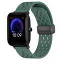 For Amazfit Pop 20mm Folding Magnetic Clasp Silicone Watch Band(Dark Green)