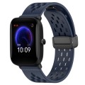 For Amazfit Pop 20mm Folding Magnetic Clasp Silicone Watch Band(Midnight Blue)