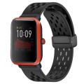For Amazfit Bip 1S 20mm Folding Magnetic Clasp Silicone Watch Band(Black)