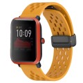 For Amazfit Bip 1S 20mm Folding Magnetic Clasp Silicone Watch Band(Yellow)