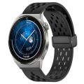 For Huawei Watch GT3 Pro 43mm 20mm Folding Magnetic Clasp Silicone Watch Band(Black)