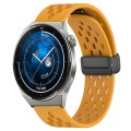 For Huawei Watch GT3 Pro 43mm 20mm Folding Magnetic Clasp Silicone Watch Band(Yellow)