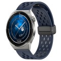 For Huawei Watch GT3 Pro 43mm 20mm Folding Magnetic Clasp Silicone Watch Band(Midnight Blue)