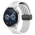 For Huawei Watch GT3 42mm 20mm Folding Magnetic Clasp Silicone Watch Band(White)