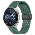 For Huawei Watch GT3 42mm 20mm Folding Magnetic Clasp Silicone Watch Band(Dark Green)