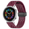 For Huawei Watch GT2 42mm 20mm Folding Magnetic Clasp Silicone Watch Band(Wine Red)
