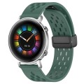 For Huawei Watch GT2 42mm 20mm Folding Magnetic Clasp Silicone Watch Band(Dark Green)